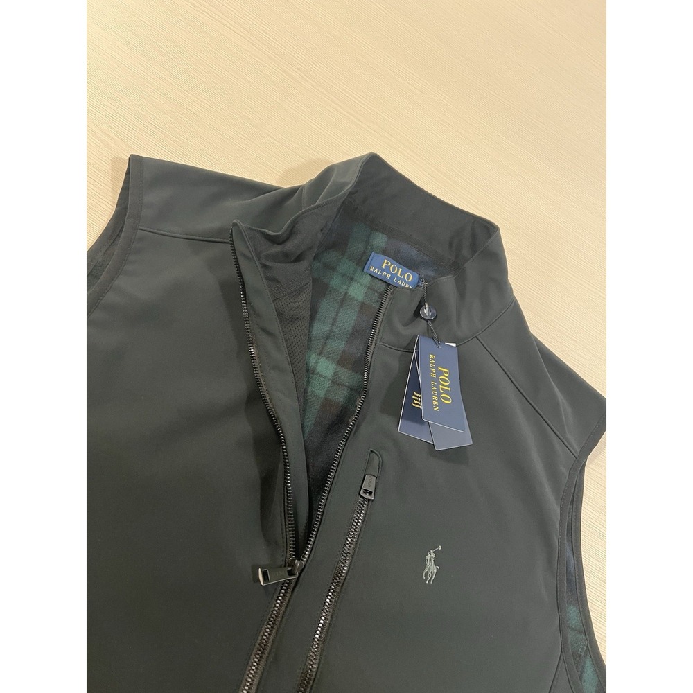 Polo Ralph Lauren Water-Repellant Softshell Vest Black Men Sz XLT  Flannel Lined